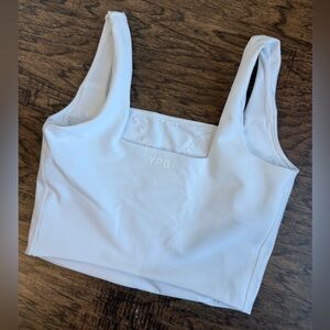 ABERCROMBIE YPB Sports Bra Tank White SculptLux A&F Active Square Neck Top Sz S